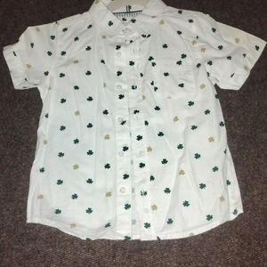 Denim & Flower Kids Clover Print Button Down Shirt